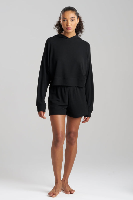 Mila Waffle Everywhere Hoodie Black Natori