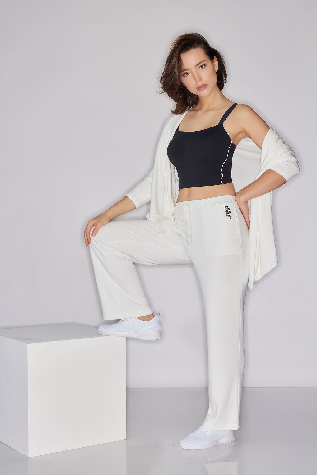 Cocoon Brushed French Terry Cardigan White Natori