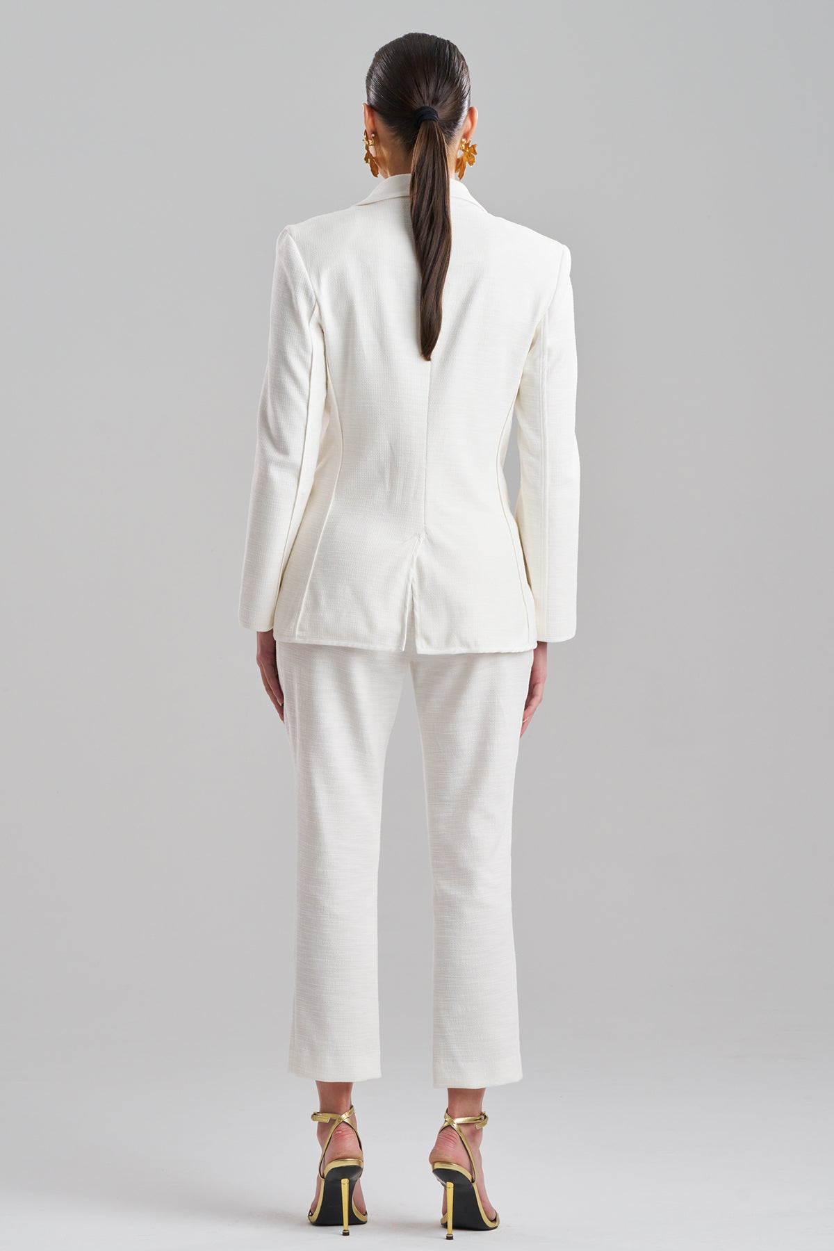 Stretch Basketweave Cotton Capri Pants Warm White Natori