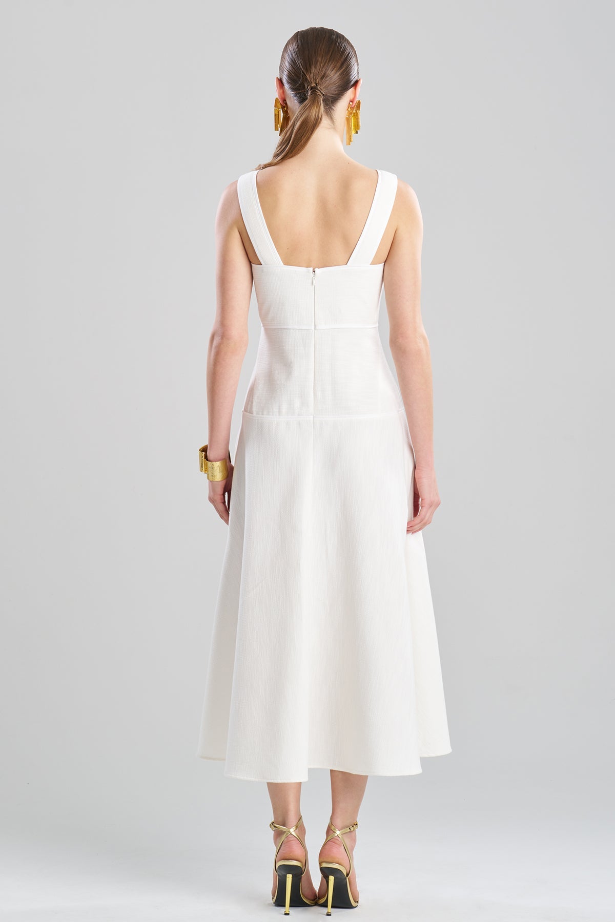 Stretch Basketweave Cotton Sundress Warm White Natori