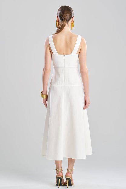 Stretch Basketweave Cotton Sundress Warm White Natori
