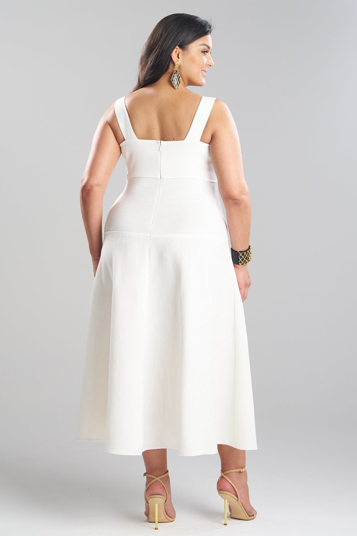 Stretch Basketweave Cotton Sundress Warm White Natori