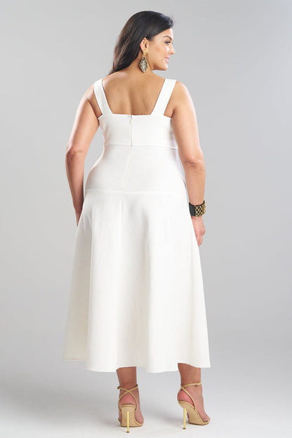 Stretch Basketweave Cotton Sundress Warm White Natori