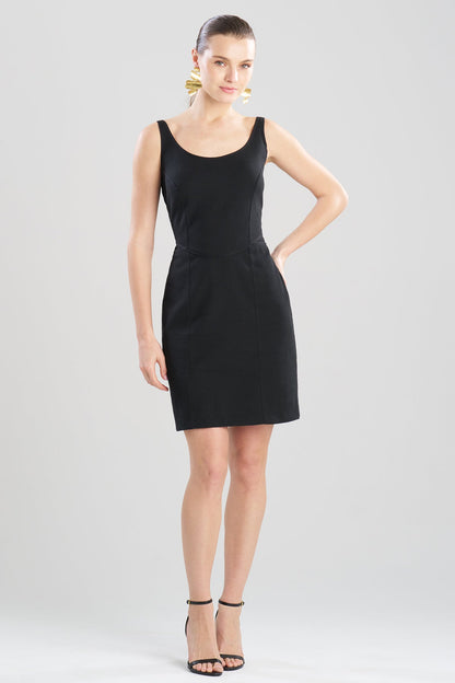 Stretch Basketweave Cotton Mini Dress Black Natori