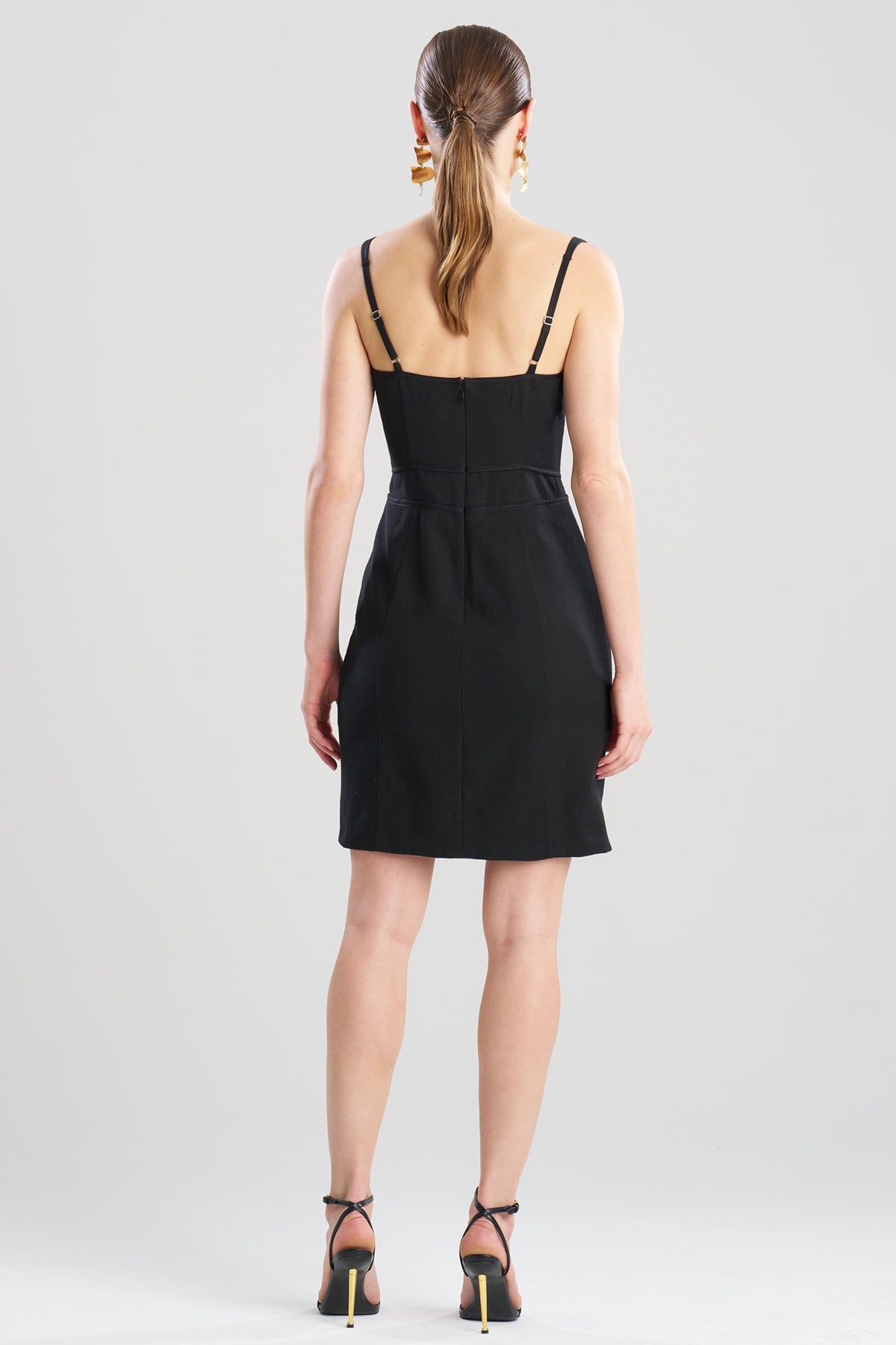 Stretch Basketweave Cotton Mini Dress Black Natori