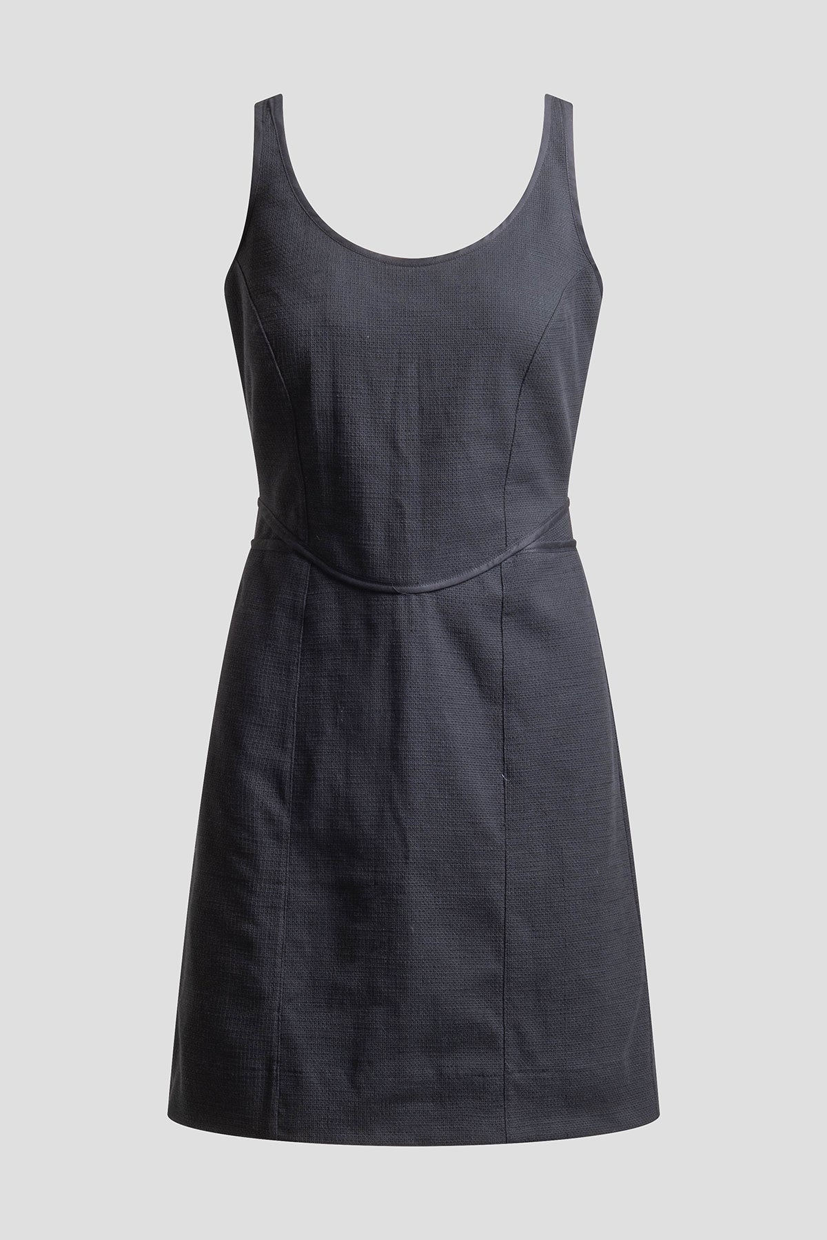 Stretch Basketweave Cotton Mini Dress Black Natori
