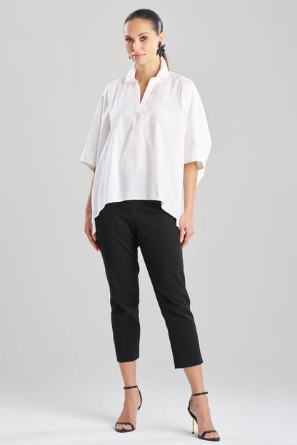 Cotton Poplin Oversized Caftan Shirt White Natori