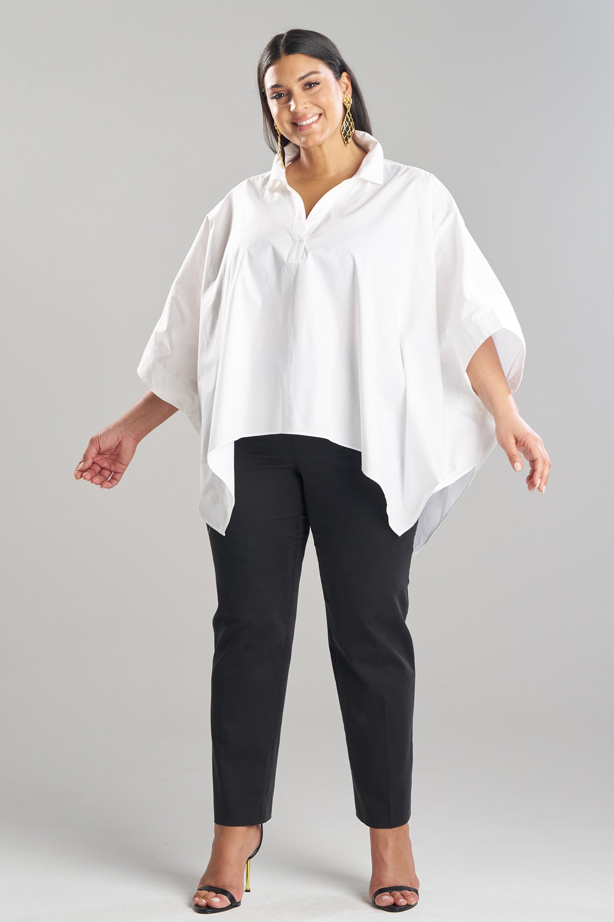 Cotton Poplin Oversized Caftan Shirt White Natori