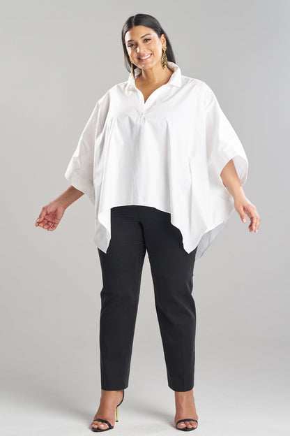 Cotton Poplin Oversized Caftan Shirt White Natori