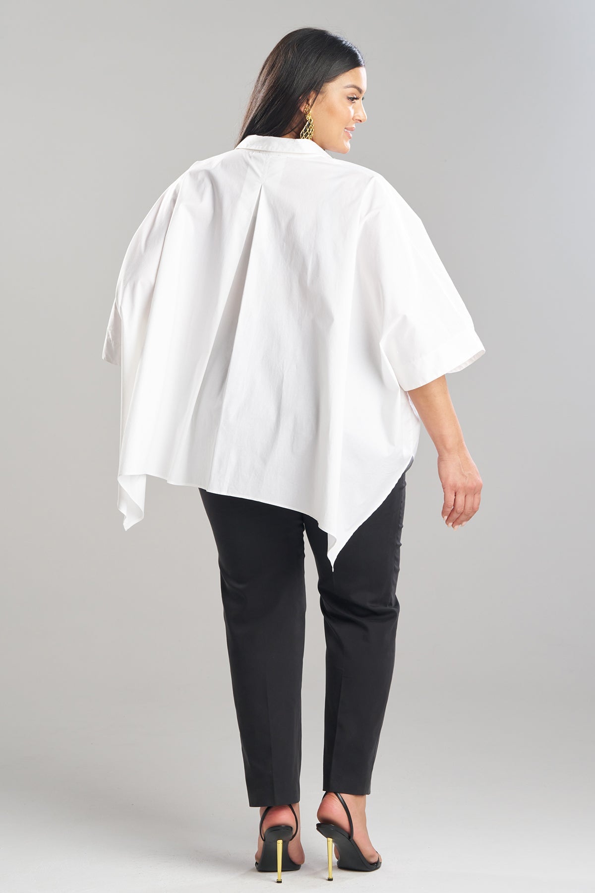 Cotton Poplin Oversized Caftan Shirt White Natori