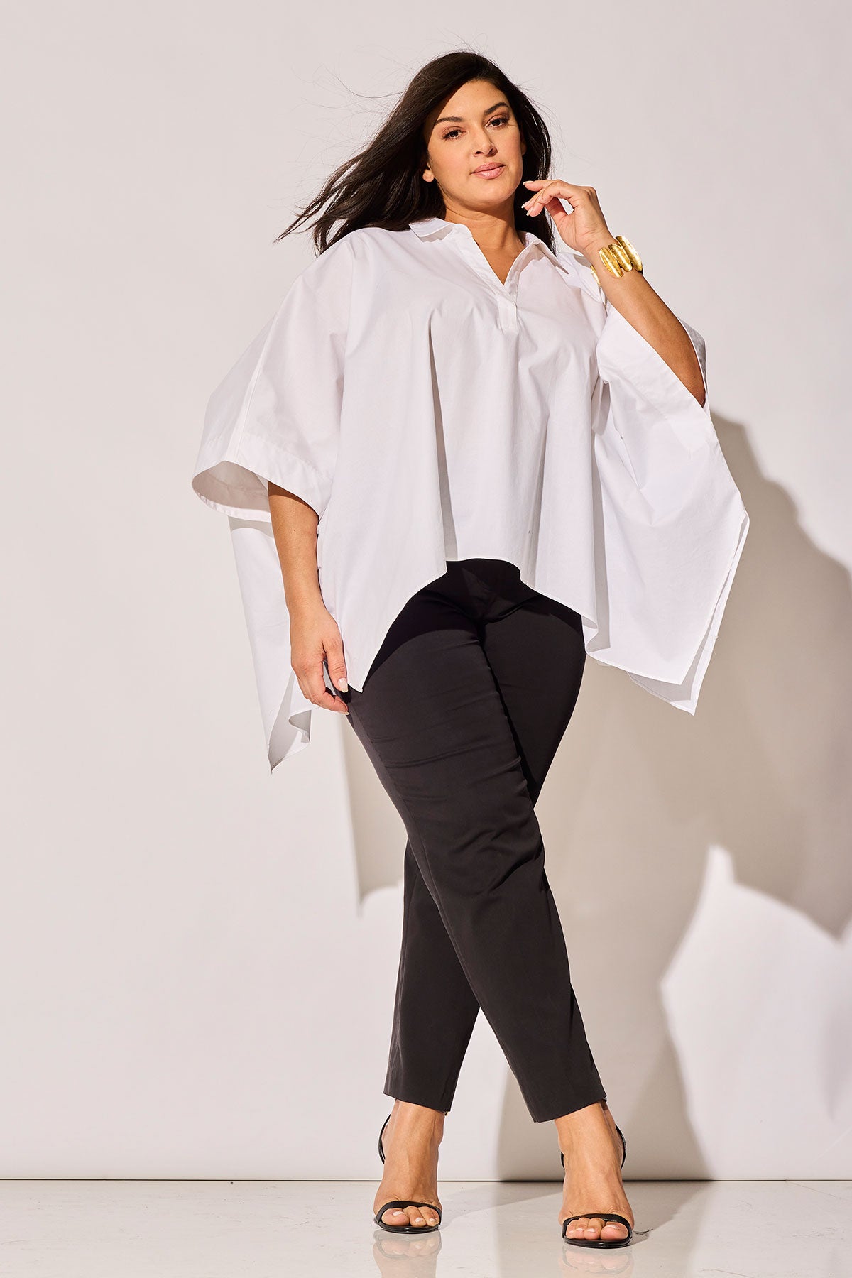 Cotton Poplin Oversized Caftan Shirt White Natori