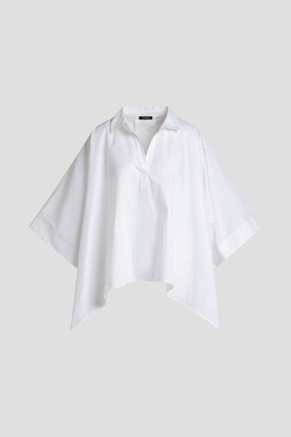 Cotton Poplin Oversized Caftan Shirt White Natori