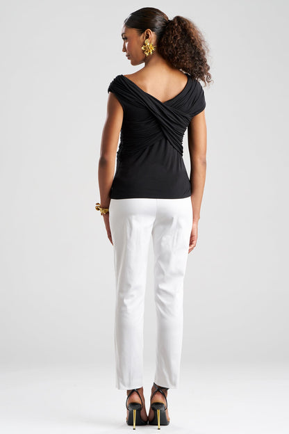 Feather Lightweight Knit Criss Cross Top Black Natori