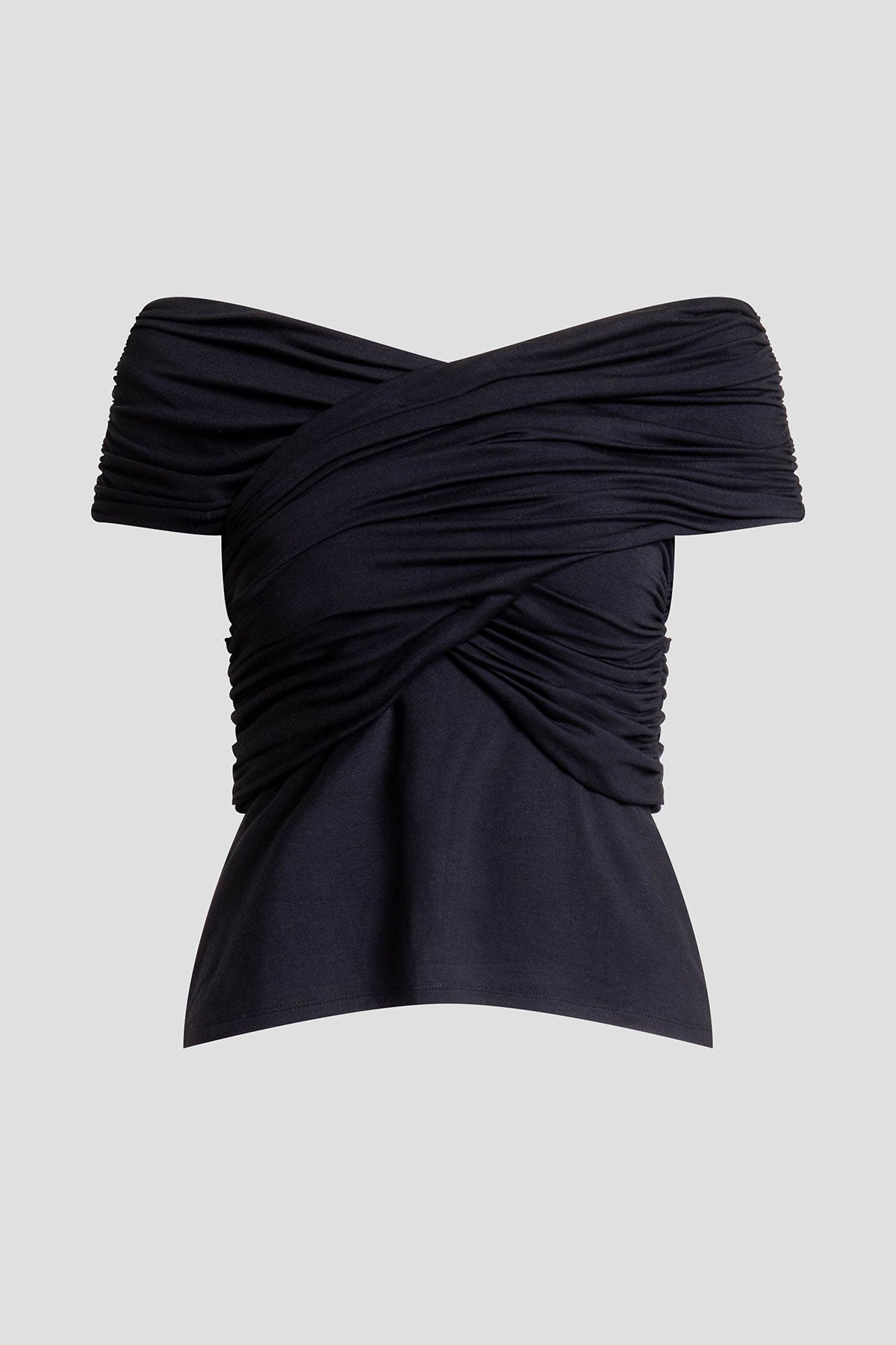 Feather Lightweight Knit Criss Cross Top Black Natori