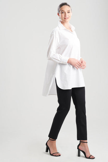 Buy Cotton Poplin Oversized Half Placket Shirt in White Online White Natori