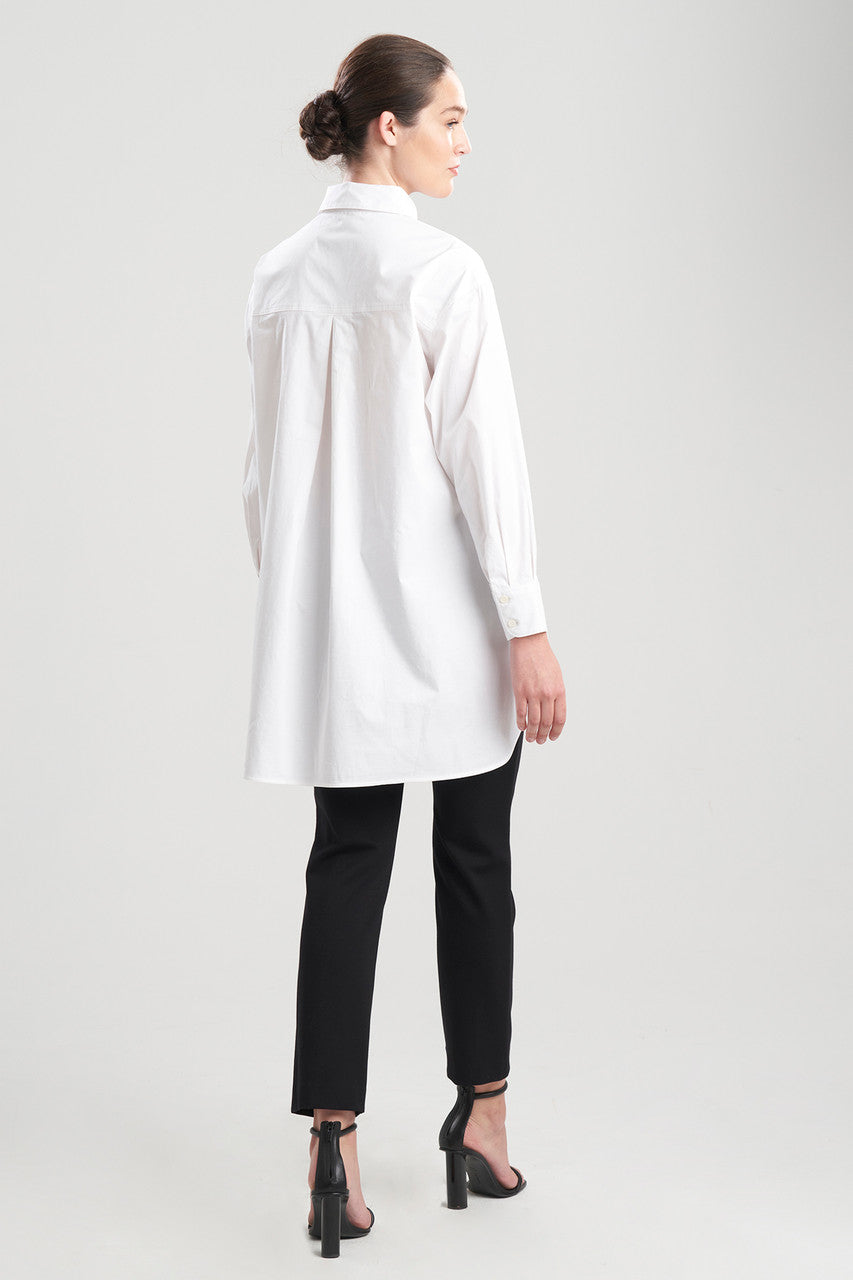 Buy Cotton Poplin Oversized Half Placket Shirt in White Online White Natori