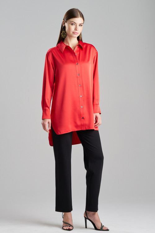 Buy Luxe Charmeuse Shirt in Red Online Red Natori
