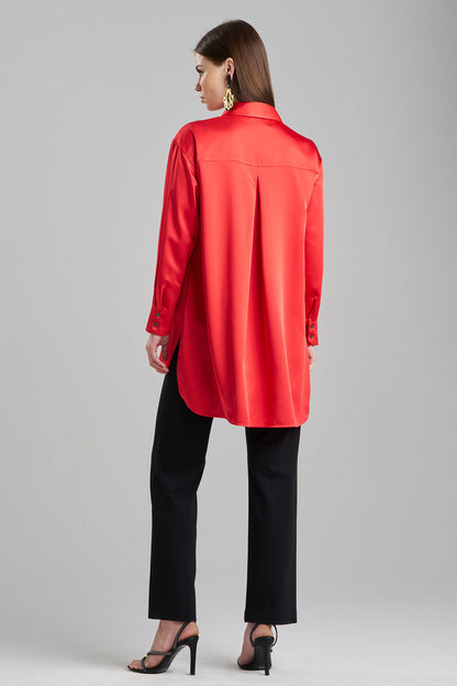 Buy Luxe Charmeuse Shirt in Red Online Red Natori