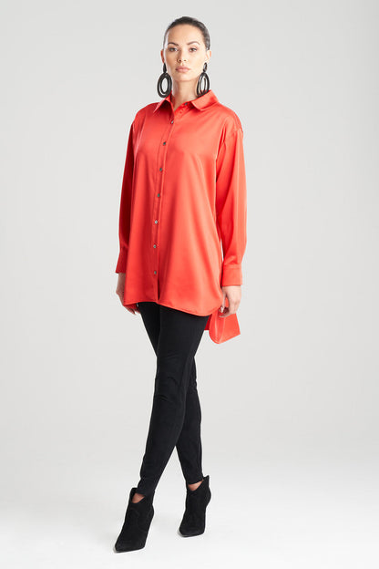 Buy Luxe Charmeuse Shirt in Red Online Red Natori