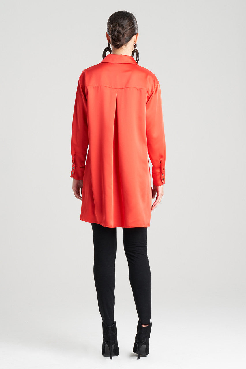 Buy Luxe Charmeuse Shirt in Red Online Red Natori