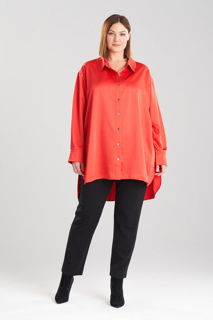 Buy Luxe Charmeuse Shirt in Red Online Red Natori