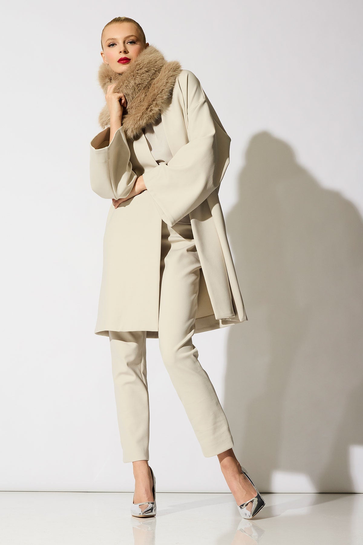 Techno Crepe Kimono Coat Pearl Natori