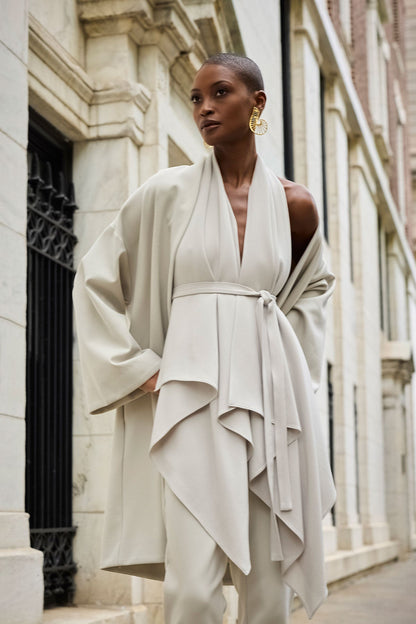 Techno Crepe Kimono Coat Pearl Natori