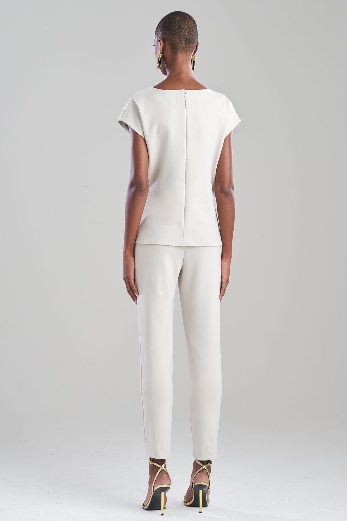 Techno Crepe Drape Neck Top Pearl Natori