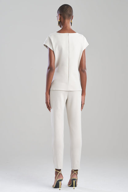 Techno Crepe Drape Neck Top Pearl Natori