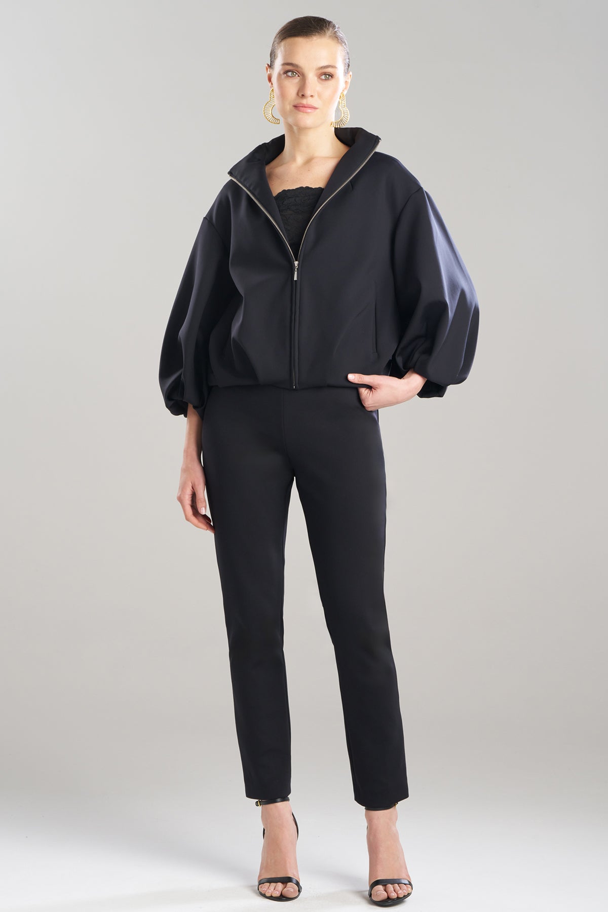 Techno Crepe Bomber Jacket Black Natori