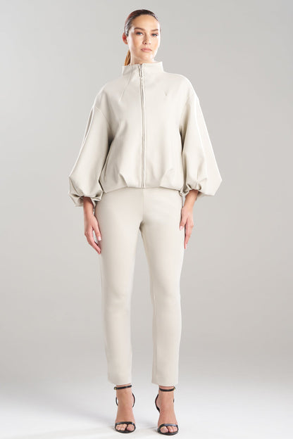 Techno Crepe Bomber Jacket Pearl Natori