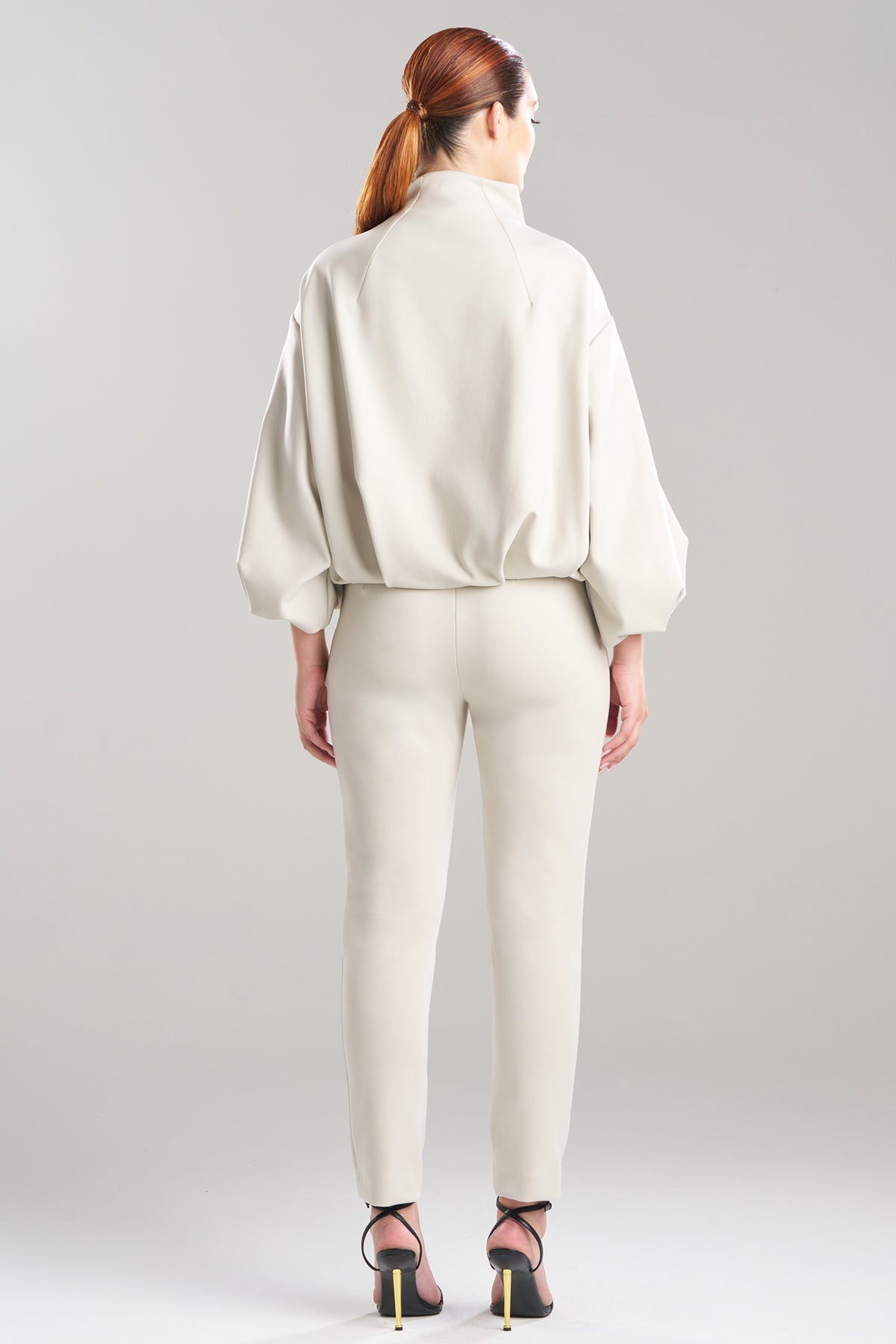 Techno Crepe Bomber Jacket Pearl Natori