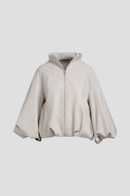 Techno Crepe Bomber Jacket Pearl Natori