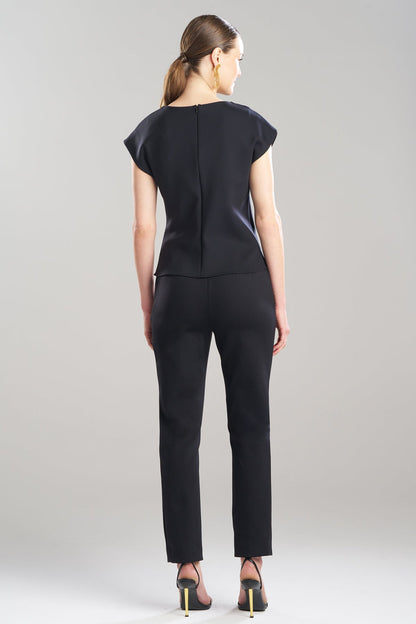Techno Crepe Drape Neck Top Black Natori