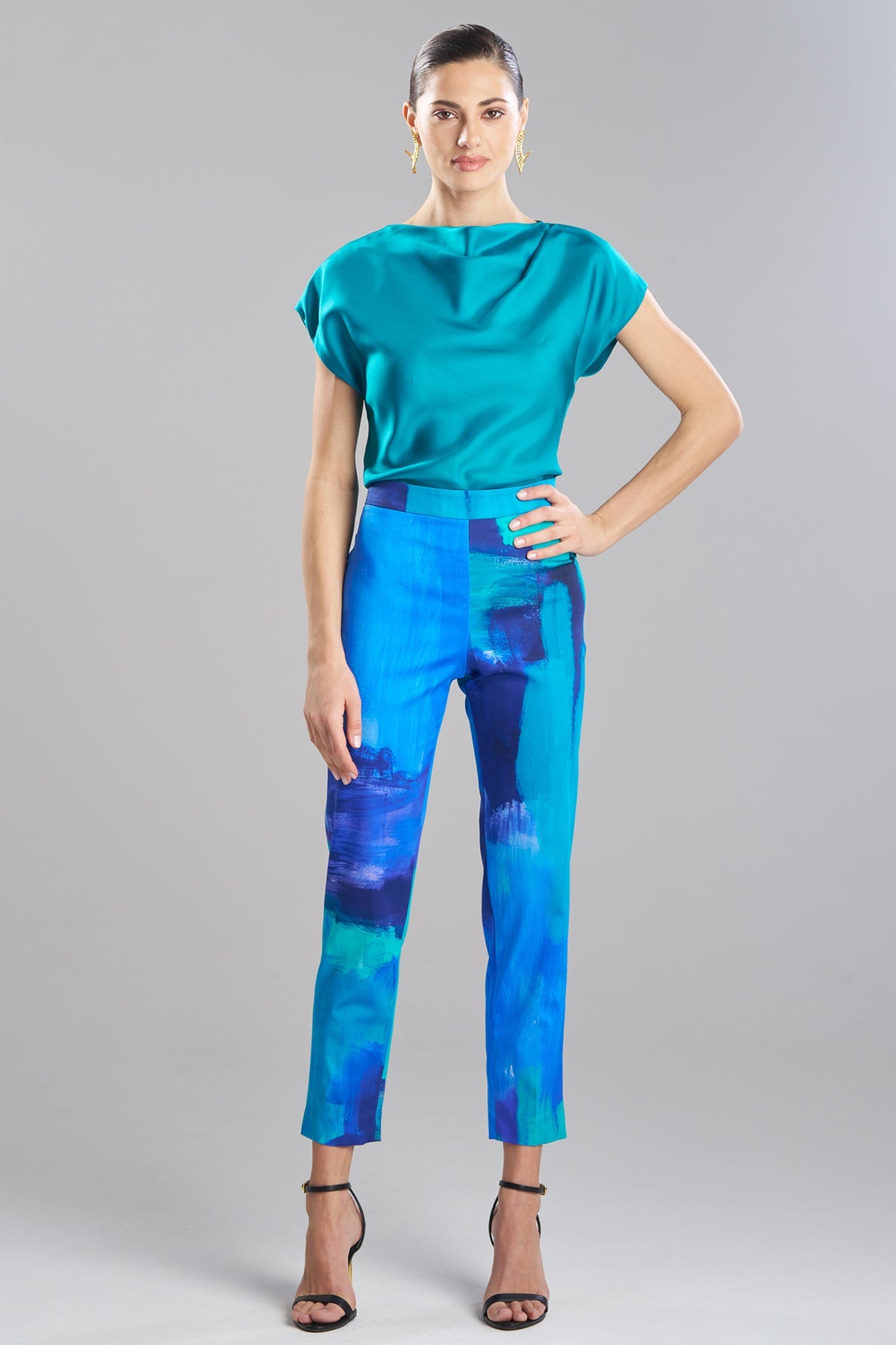 Brushstroke Cotton Chino Side Zip Pants Blue Natori