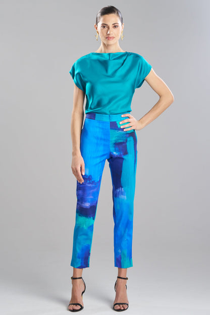 Brushstroke Cotton Chino Side Zip Pants Blue Natori