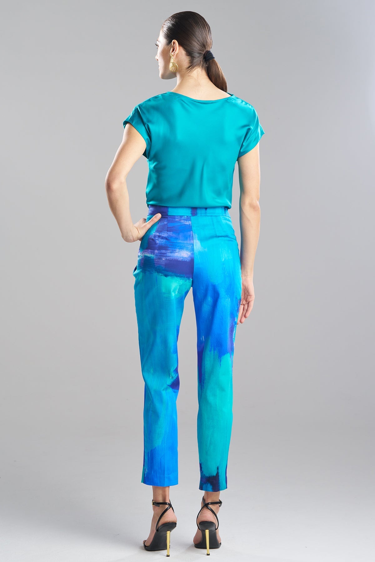 Brushstroke Cotton Chino Side Zip Pants Blue Natori
