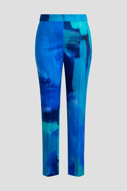 Brushstroke Cotton Chino Side Zip Pants Blue Natori