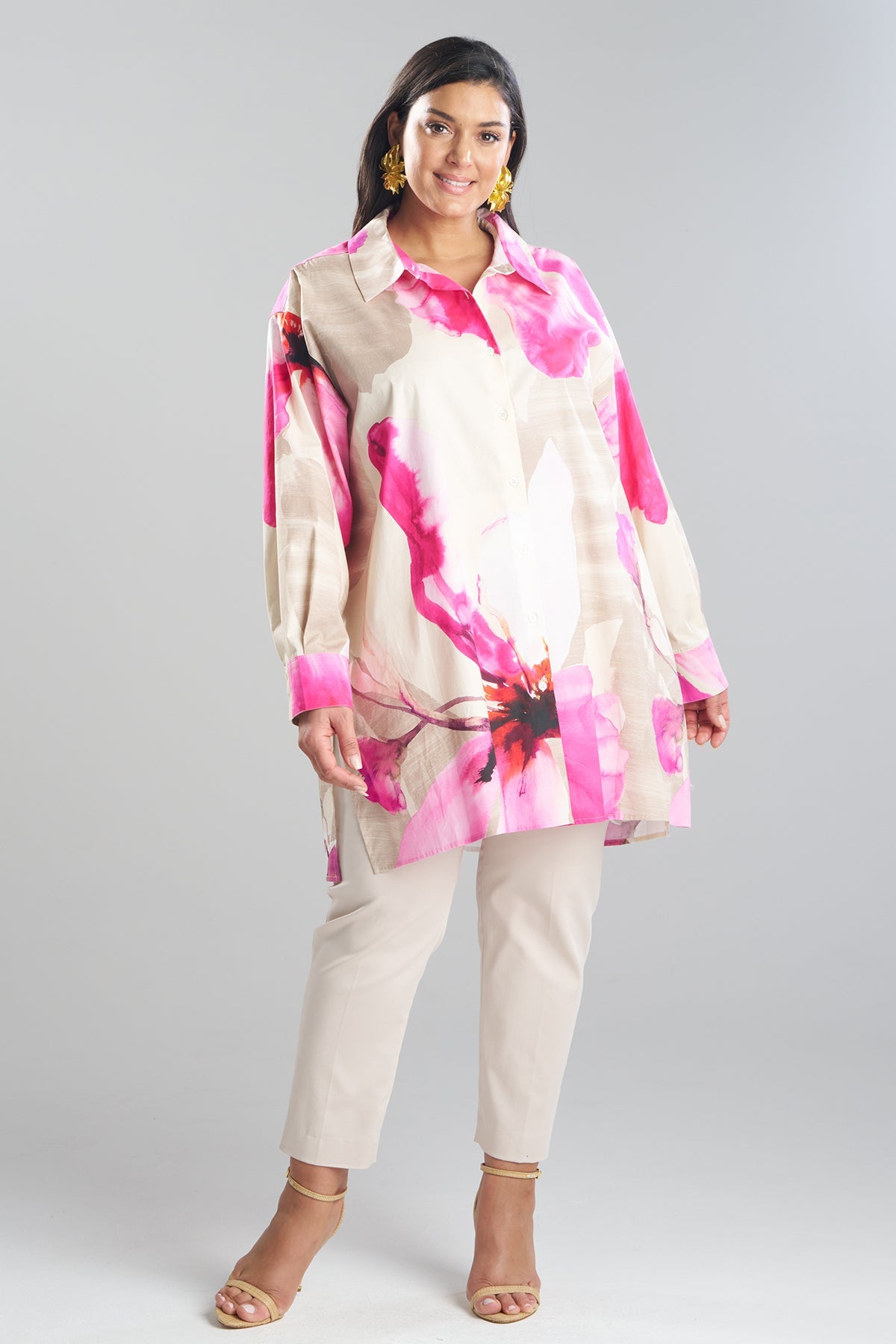 Orchid Cotton Poplin Oversized Button Down Shirt Fresh Pink Natori