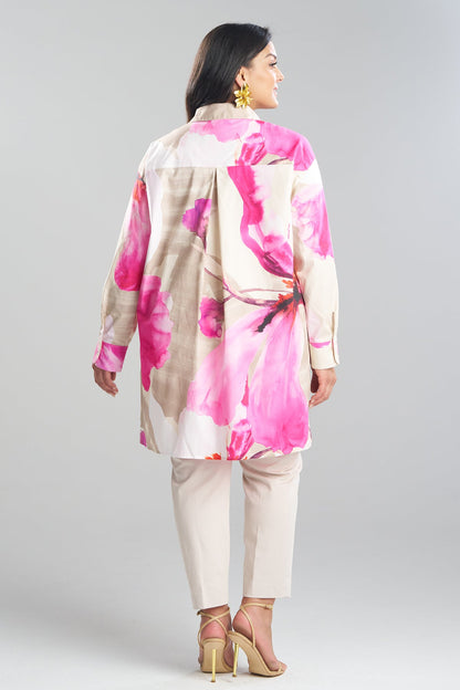 Orchid Cotton Poplin Oversized Button Down Shirt Fresh Pink Natori