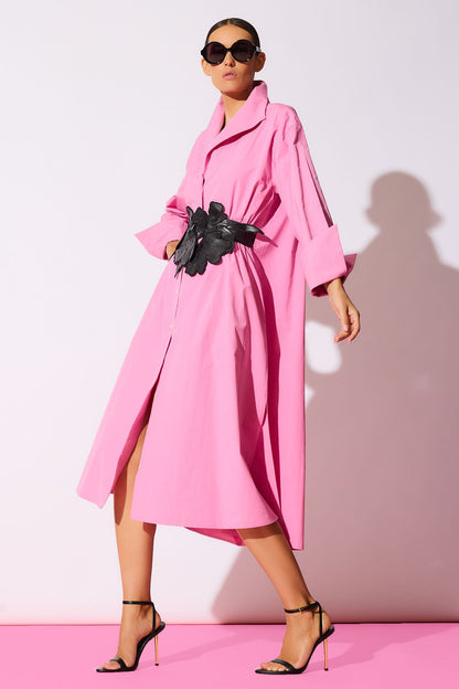 Tech Cotton Taffeta Tunnel Belted Trapeze Dress Fresh Pink Natori