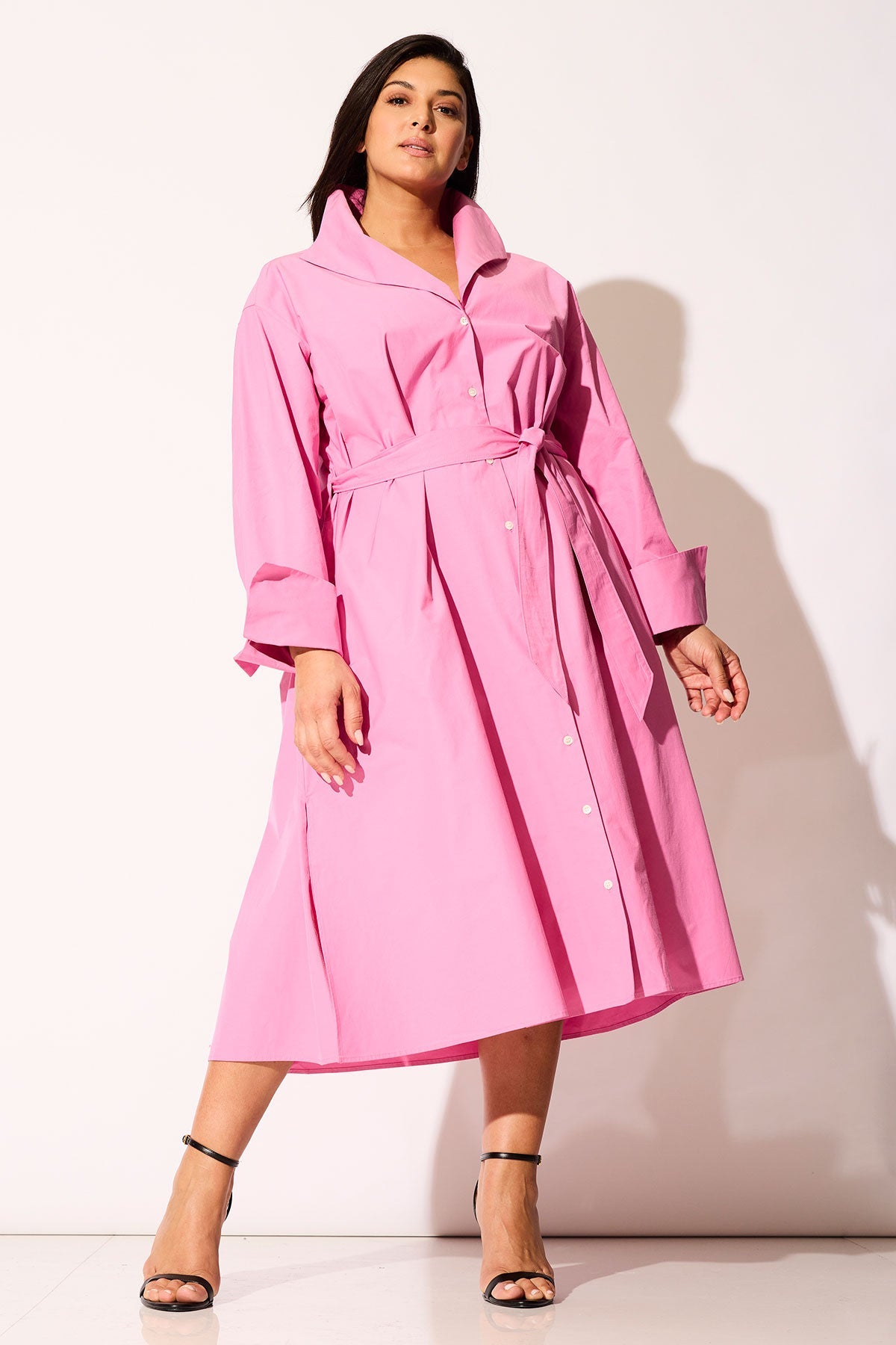 Tech Cotton Taffeta Tunnel Belted Trapeze Dress Fresh Pink Natori