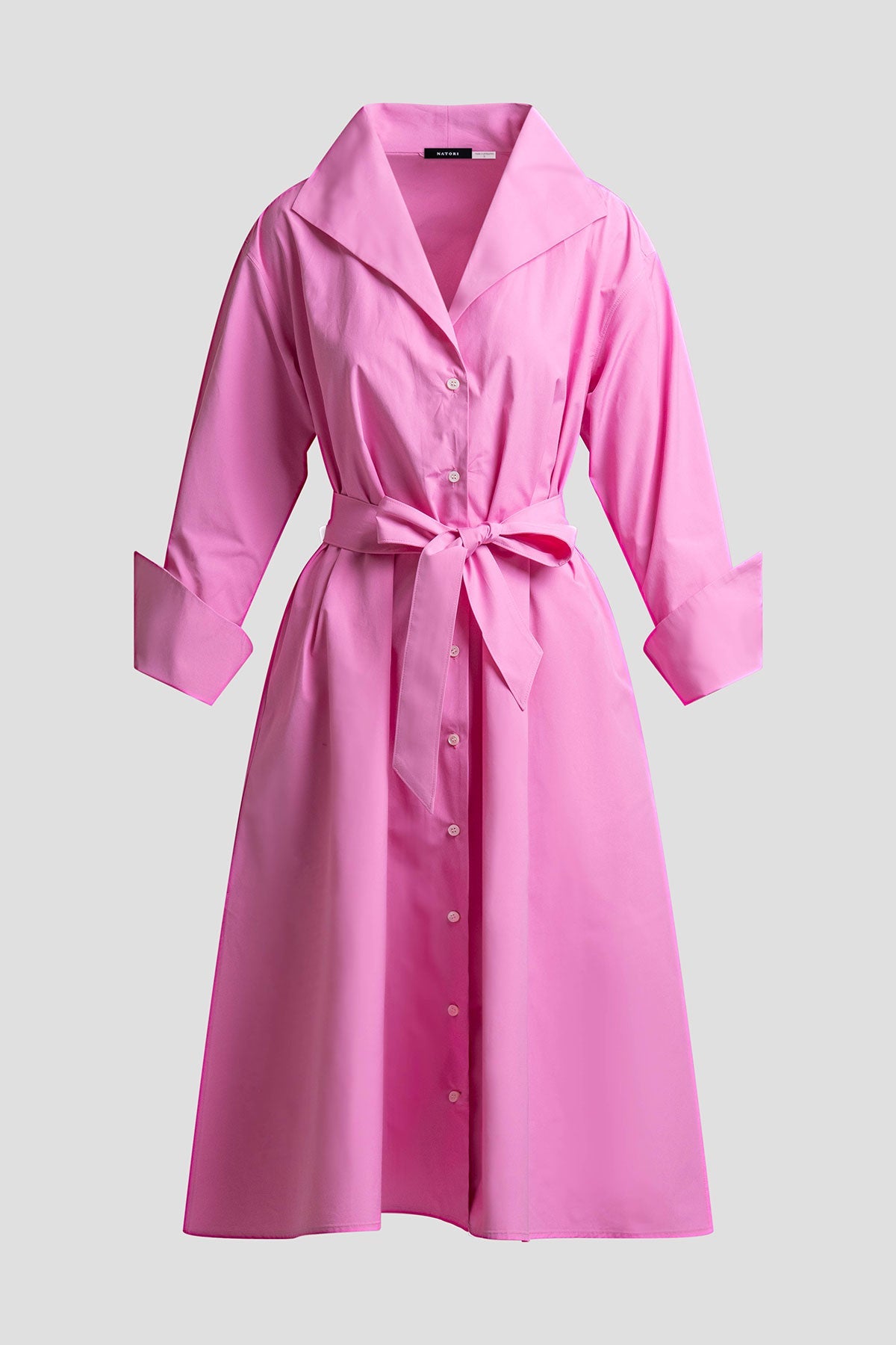 Tech Cotton Taffeta Tunnel Belted Trapeze Dress Fresh Pink Natori