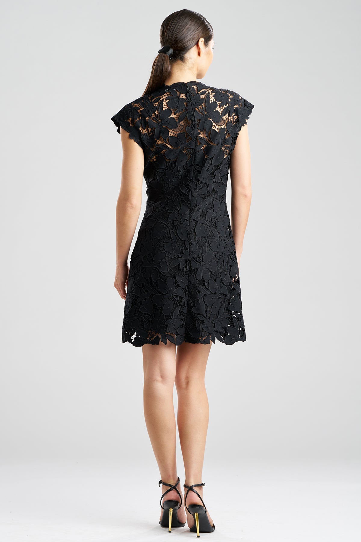 Peony Floral Lace Mini Dress Black Natori