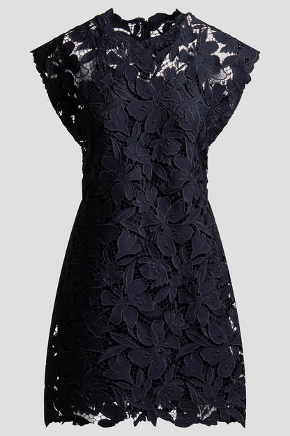 Peony Floral Lace Mini Dress Black Natori