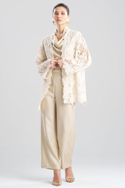 Crochet Lace Cotton Jacket Parchment Natori