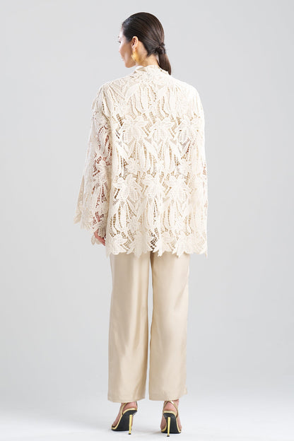 Crochet Lace Cotton Jacket Parchment Natori