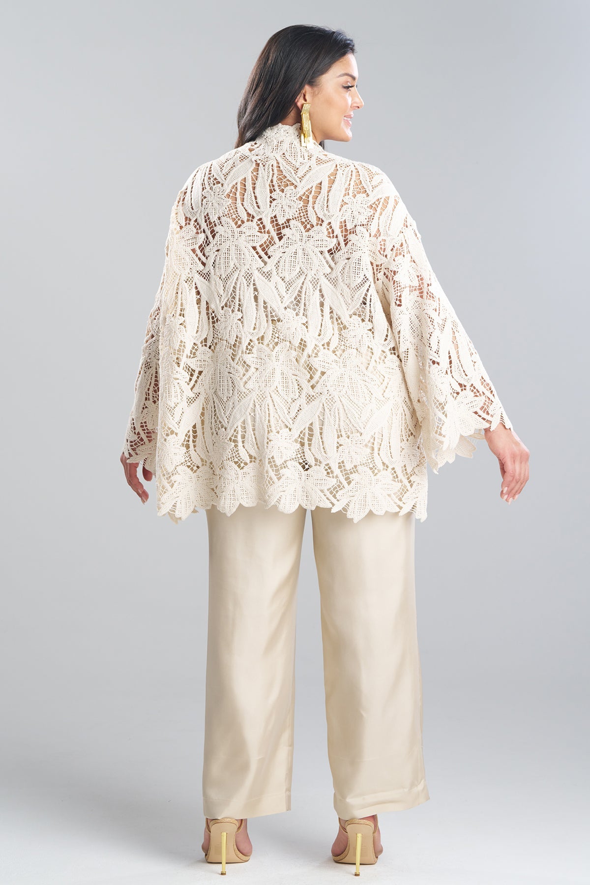 Crochet Lace Cotton Jacket Parchment Natori