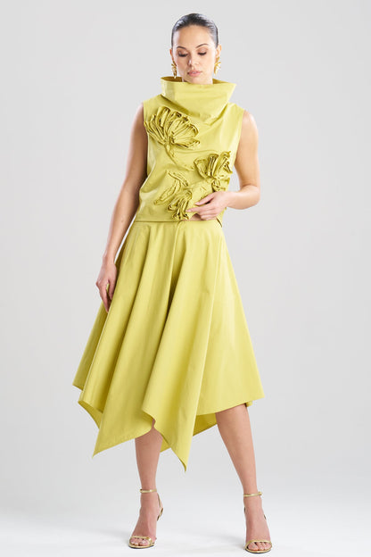 Tech Cotton Taffeta Handkerchief Hem Skirt Chartreuse Natori