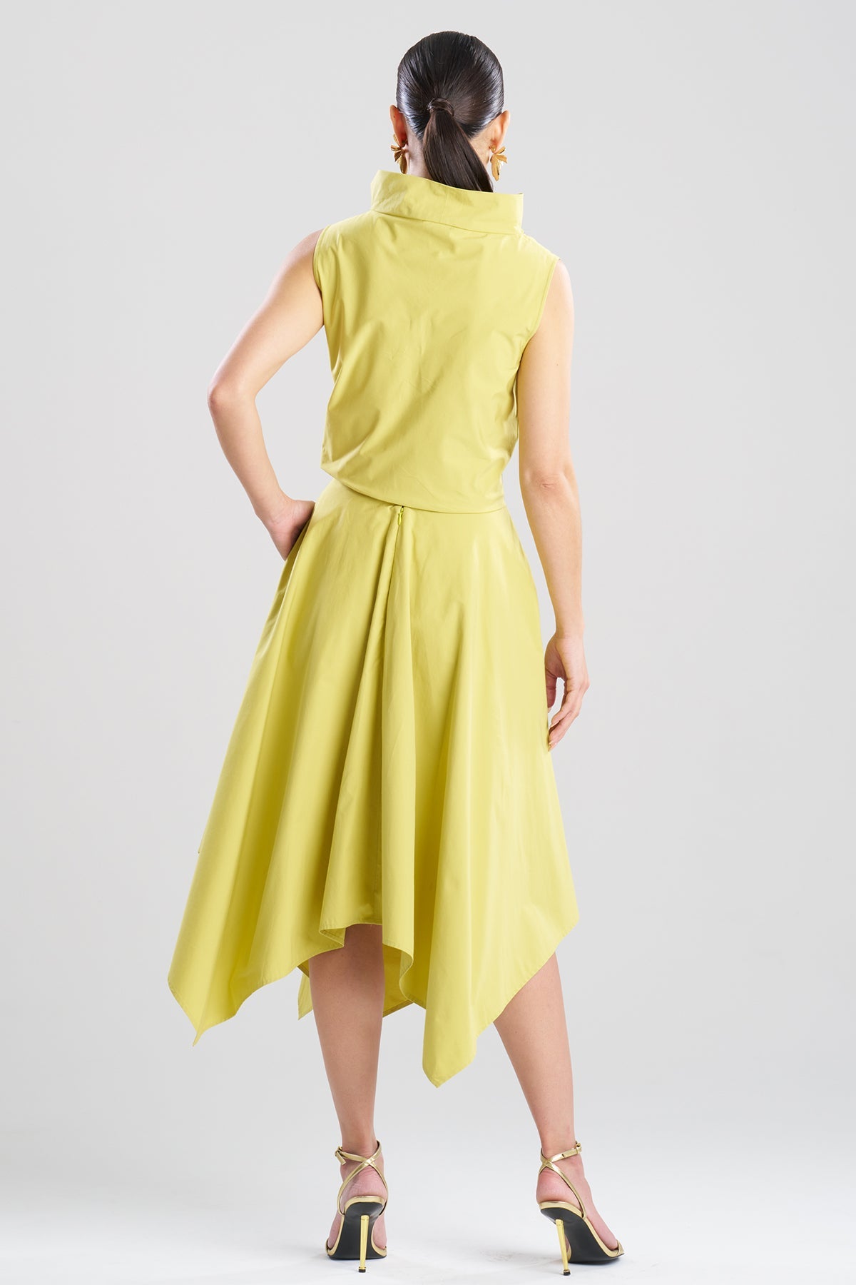 Tech Cotton Taffeta Handkerchief Hem Skirt Chartreuse Natori